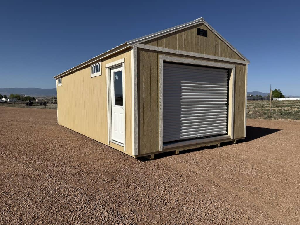 14×28 Garage Shed Tan