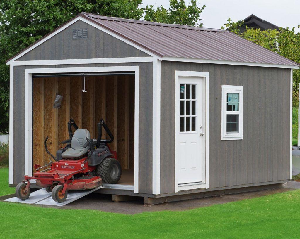 A cluttered garage transformed by a Leland's storage shed