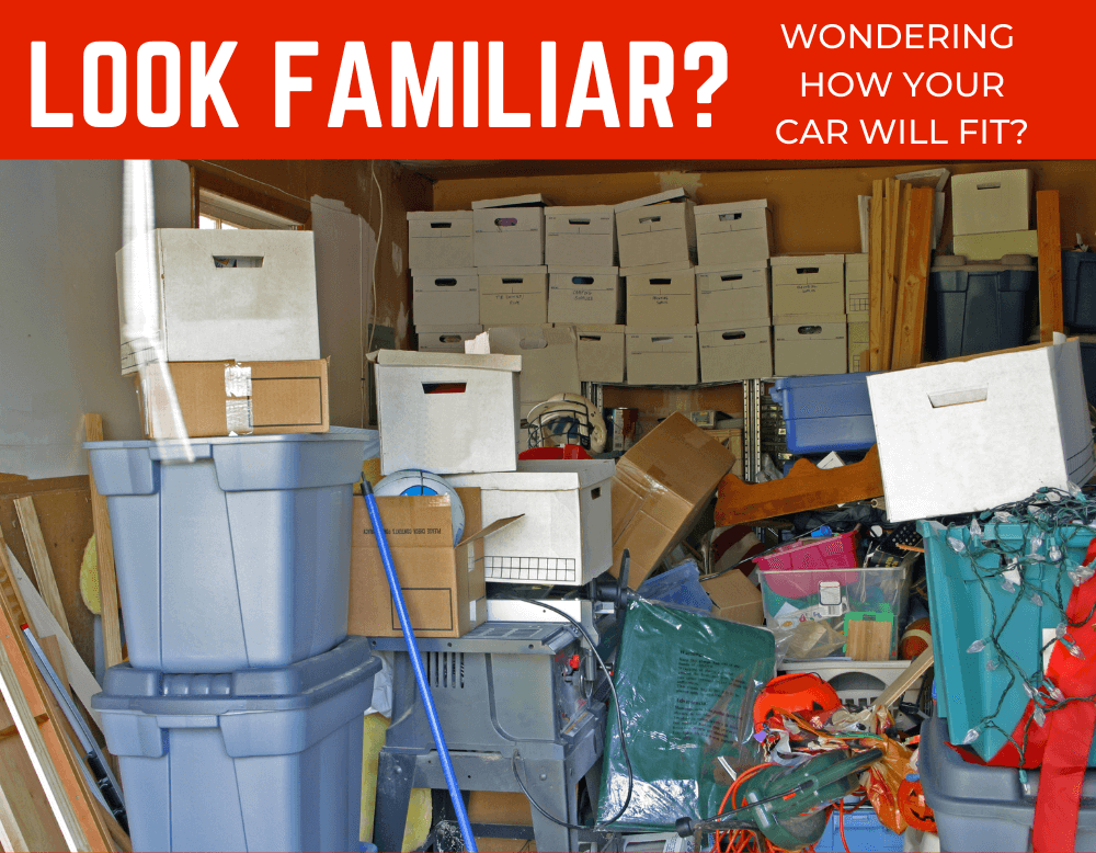 - Cluttered garage in need of a solution, highlights the need for effective storage solutions such as lelands barns and sheds
