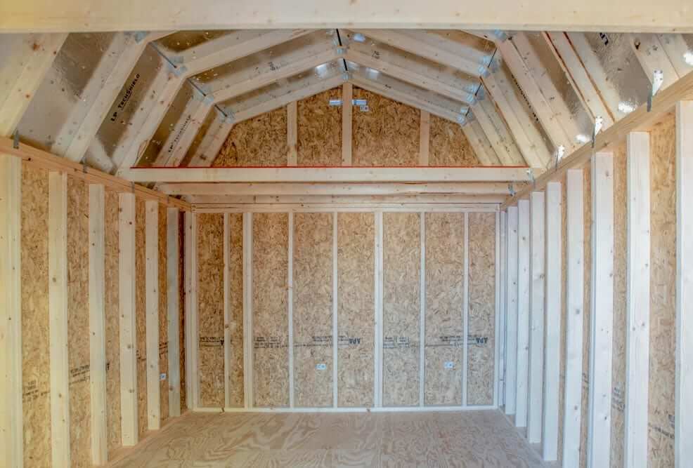 - Lofted Barn Interior, showcasing the spacious and versatile storage capabilities of the lofted barn design