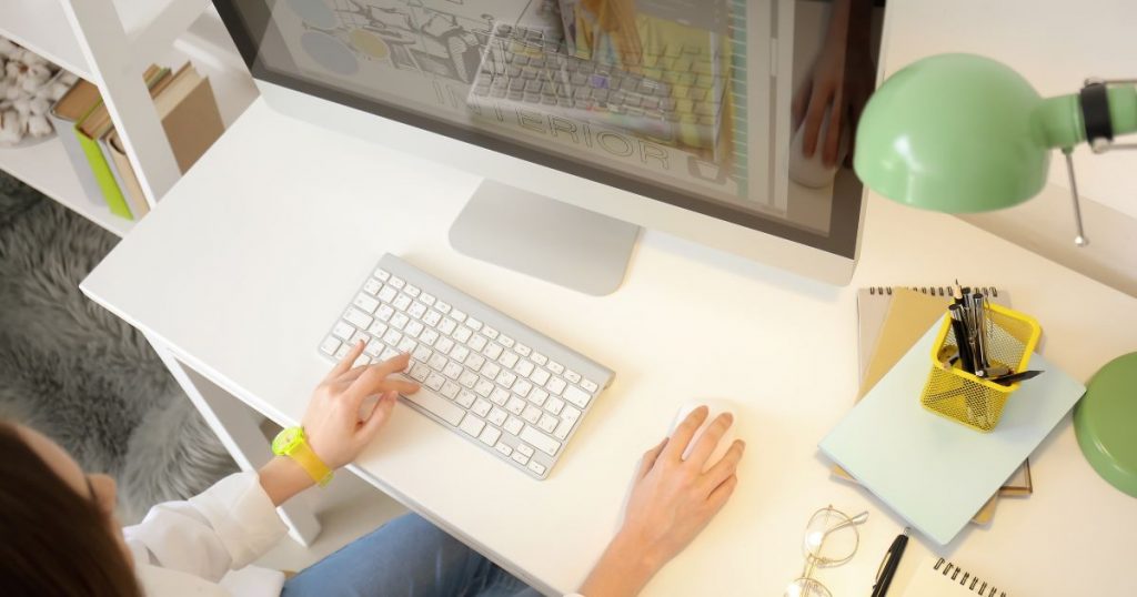 - woman designing online