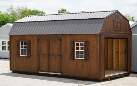 brown lofted barn side entry garage