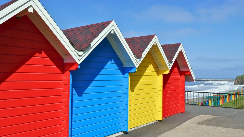 red blue and yellow shed colors
