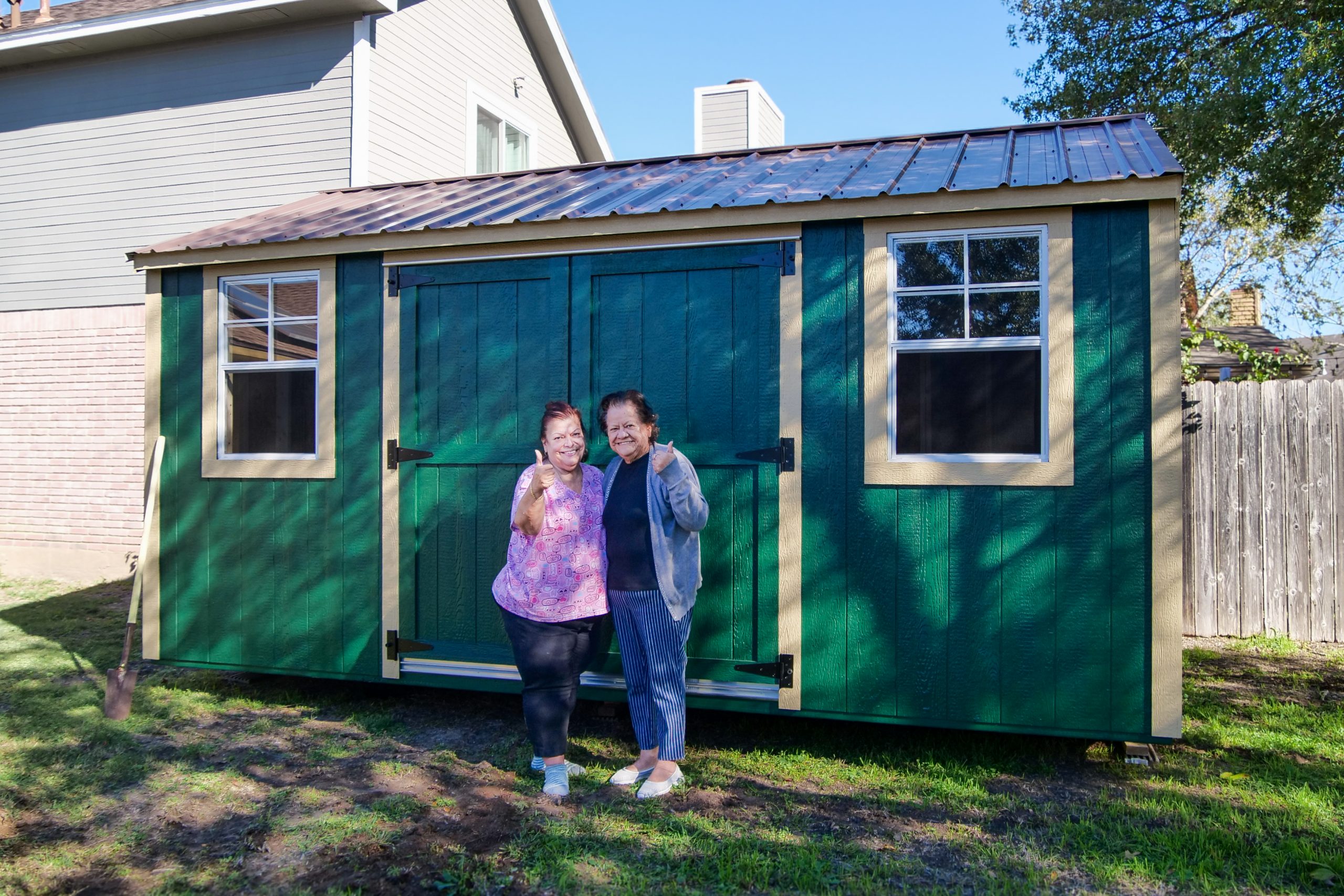 Anita Munoz with her new shed