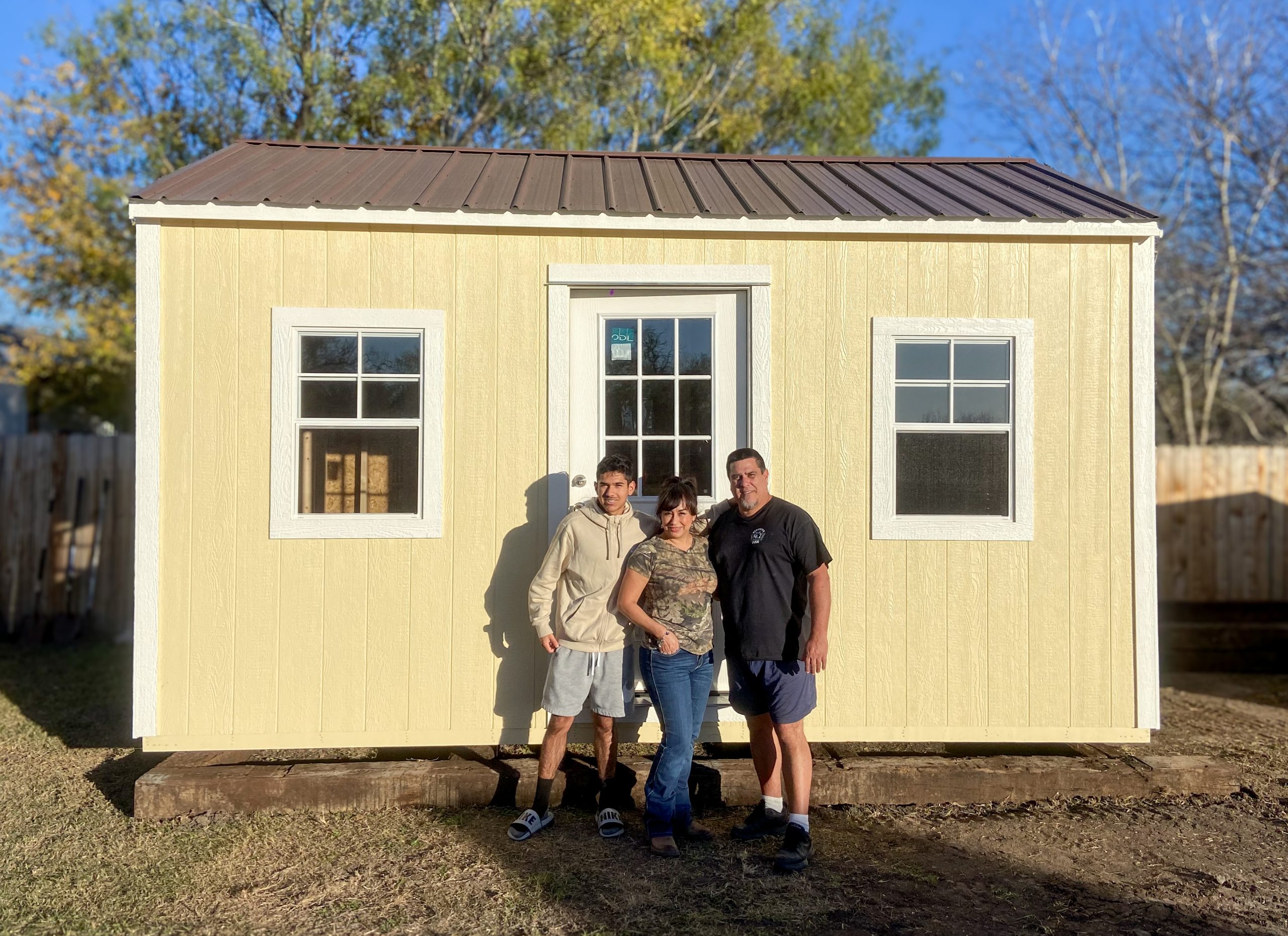 Betty Augillon with her new shed