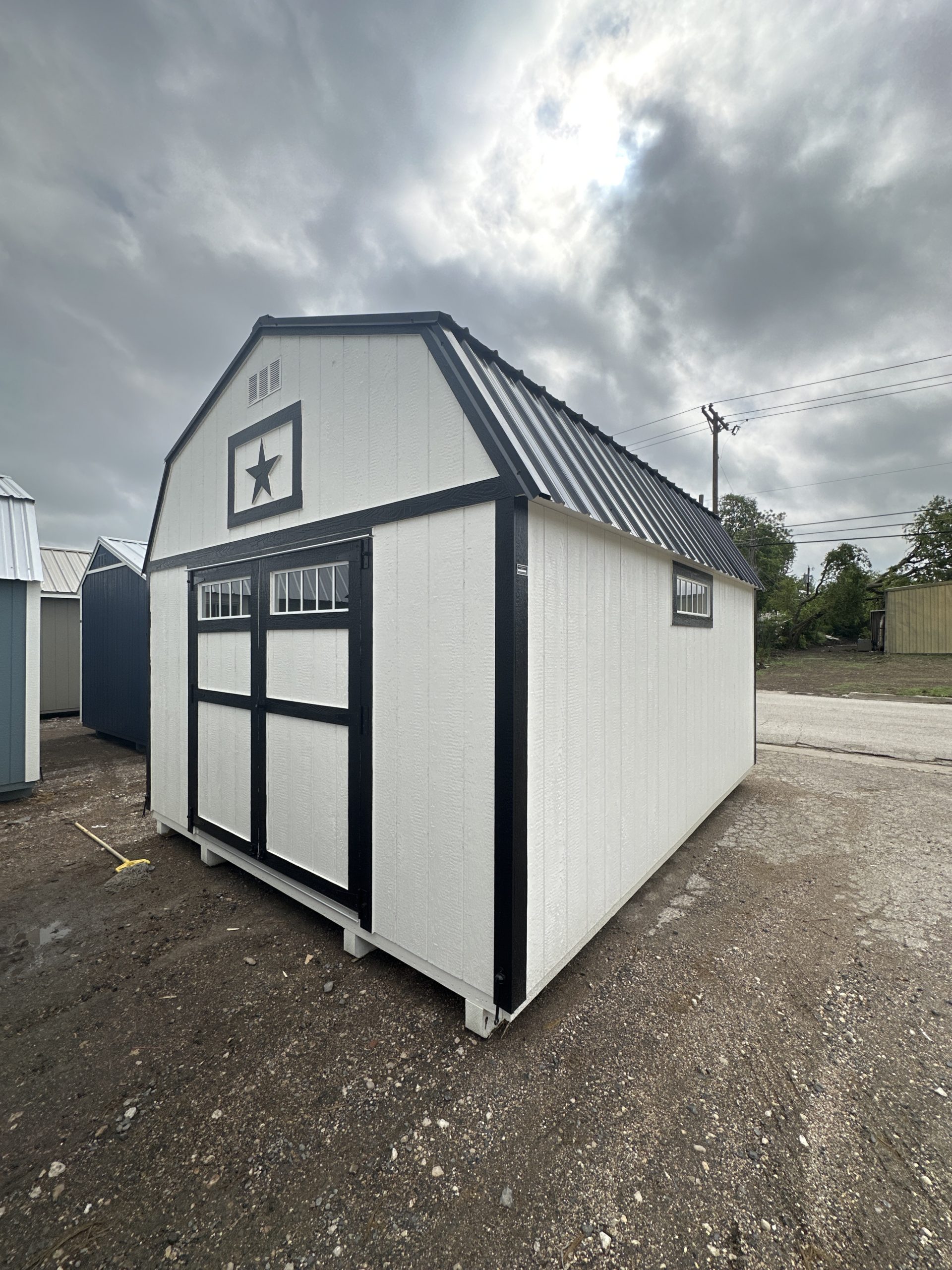 12×16 Lofted Barn Shed – Polar White Metal