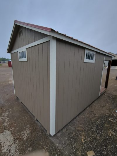 For Sale: A 12x18 Cabinette Shed with a red roof available now!