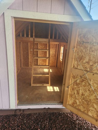 For sale: The inside of a 8x8 Victorian Playhouse with a ladder.