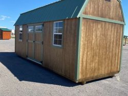For those searching for sheds on sale or a great deal on a shed, look no further! We present to you an 8x22 Lofted Barn Shed in a parking lot. Come visit our shed store near you to find it.