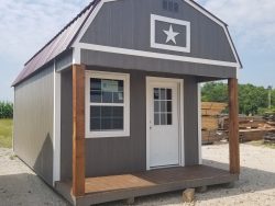 A 12x24 Lofted Barn with a star on the roof is available for sale.