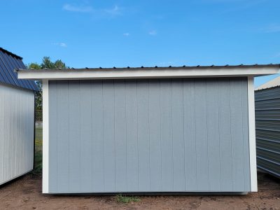 Two 8x12 Studio Sheds sitting next to each other, available for sale.