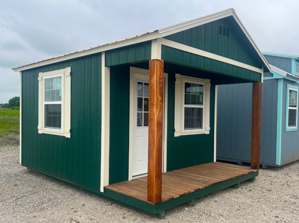  -  - A 12x16 Cabinette Shed on a gravel lot, available for sale.