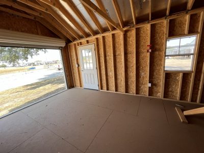 The inside of a 12x30 Garage Shed.
