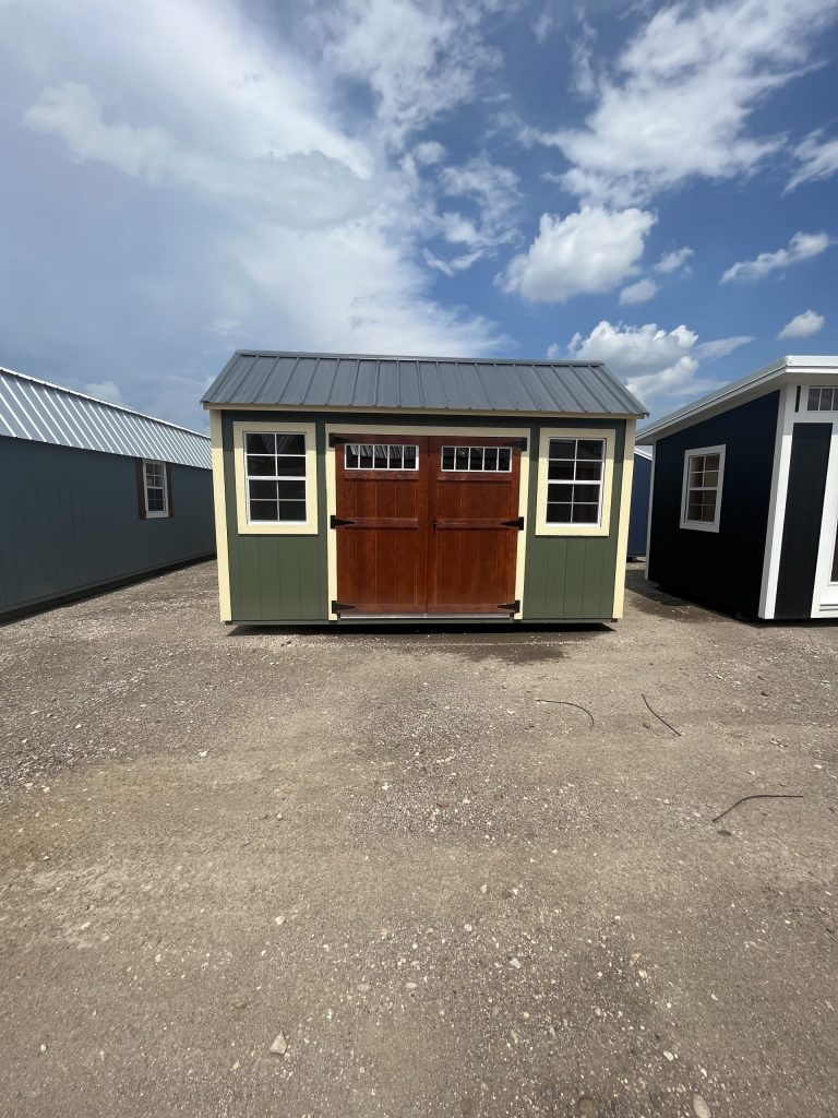  -  - For sale, two 10x14 Garden Sheds conveniently located in a parking lot.