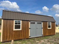 A 12x24 Lofted Barn with a metal roof available for sale.