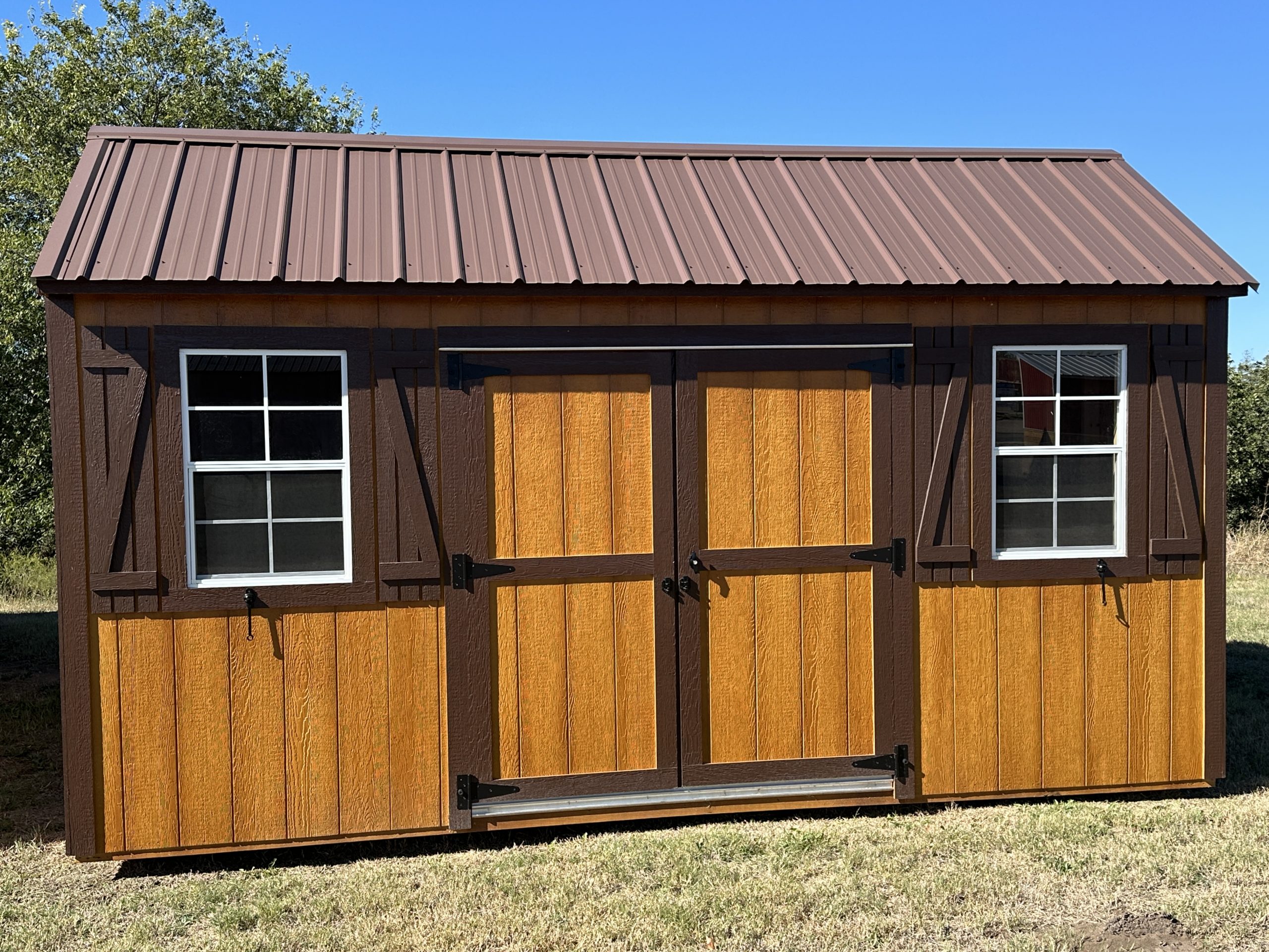 10x16 Garden Shed - Honey Gold Stain