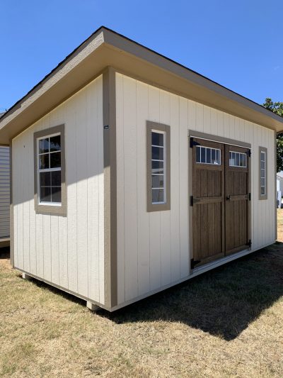 A 8x16 Studio Shed for sale with two doors and a roof, available at the shed store near me.