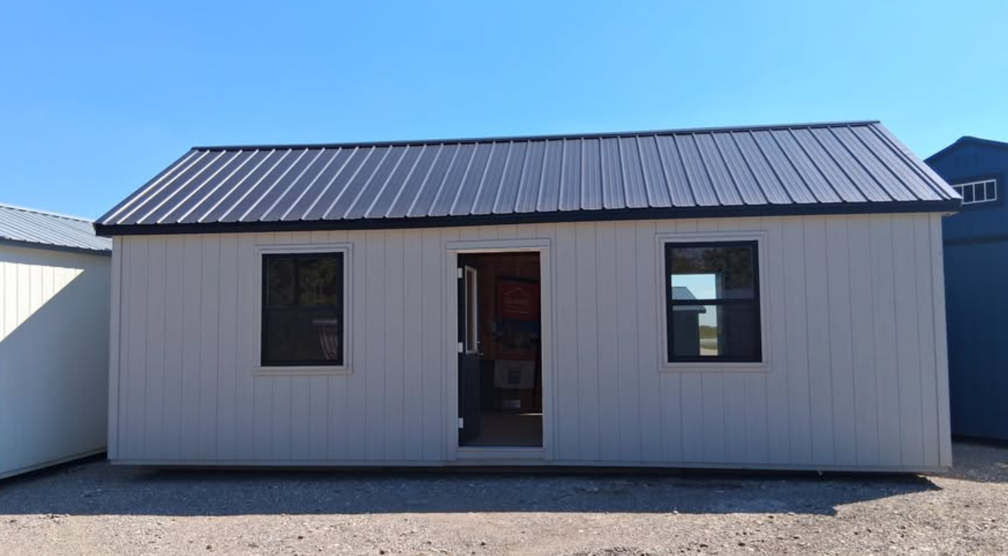 14x28 Chalet Shed "Wednesday" - Light Gray - Image 4