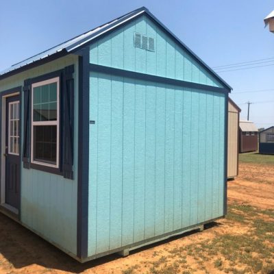 For sale: A 10x16 Garden Shed on a dirt lot.