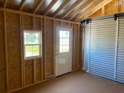 garage shed interior door window and roll up