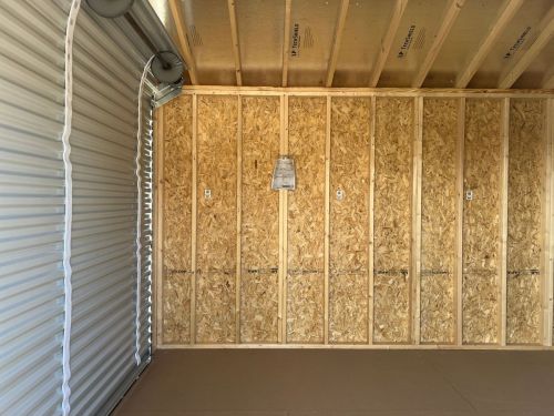 garage shed with rollup door